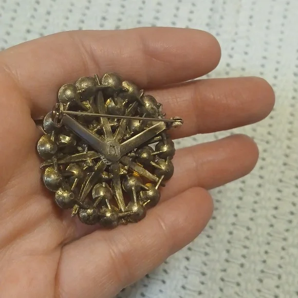 Colorful Vintage Gemstone Brooch and Black Gem Ring Set - Picture 3 of 14